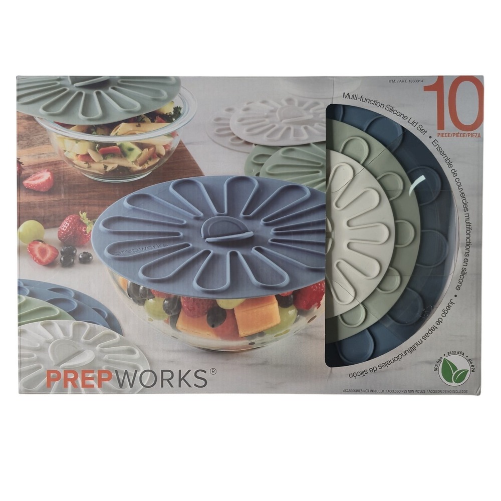 PrepWorks 10 Pc Multi-Function Silicone Lid Potholder Trivet Jar Gripper + More